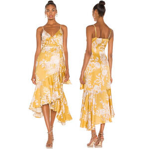 Thurley Sarita Floral Sleeveless Ruffle High Low Wrap Dress Sonet Print Golden 4